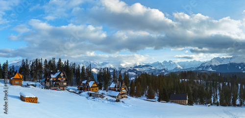 Winter mountain country panorama (Slovakia).