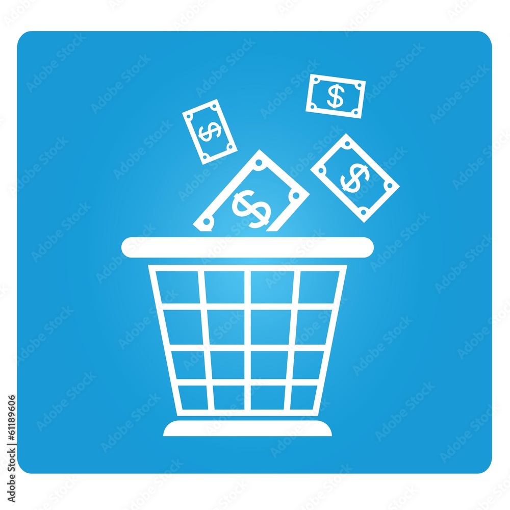 Waste Money, throw money to bin Waste Money, throw money to bin