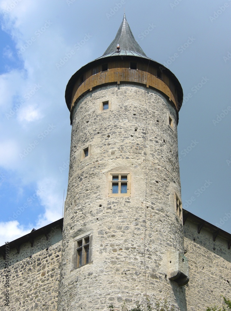 Tower of Kuneticka Hora castle taken from below