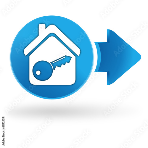 maison sécurité sur symbole web bleu