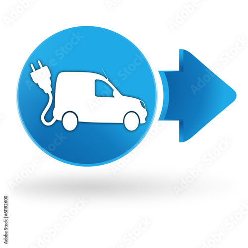 véhicule utilitaire électrique sur symbole web bleu