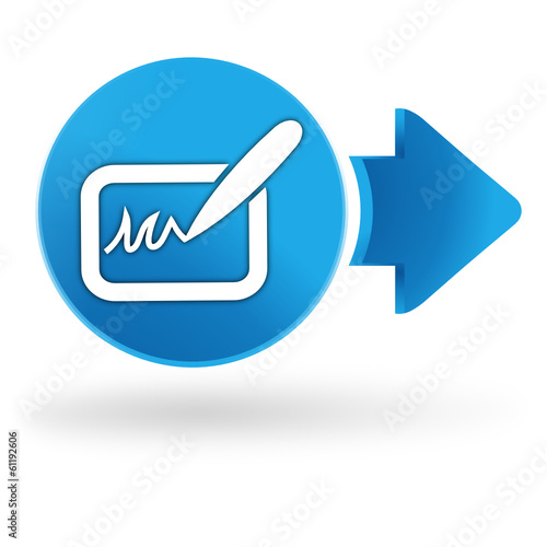 signature sur symbole web bleu