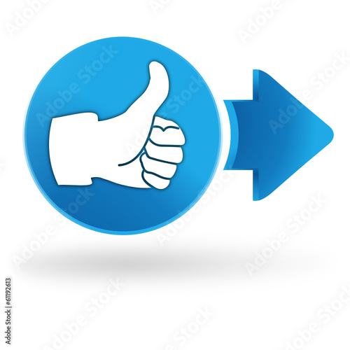 satisfaction client sur symbole web bleu
