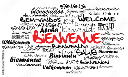Message de Bienvenue international nuage de mots illustration