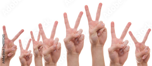 Young people showing the peace sign