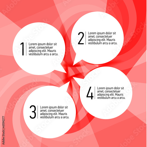 Four Speech bubbles for text placement on flow red background