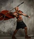 Wounded gladiator with cold weapon