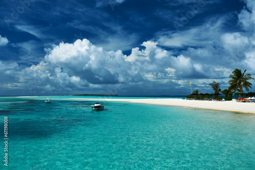 Beautiful beach with sandspit at Maldives