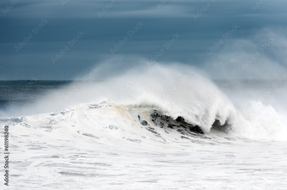 rough sea with big wave breaking