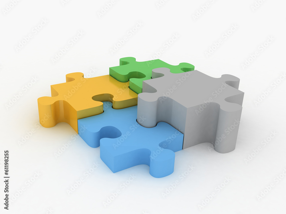 3d render colorful shiny puzzle on white background 3d render colorful shiny puzzle on white background