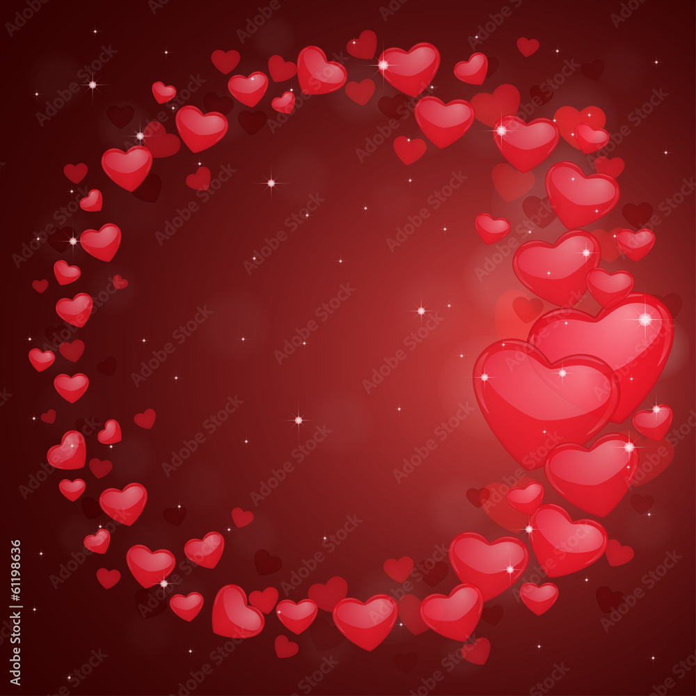 Valentines Day frame abstract background with red hearts. Valentines Day frame abstract background with red hearts.
