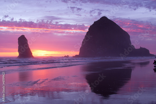 Haystack Rock at Cannon Beach, Oregon on the Pacific Coast.