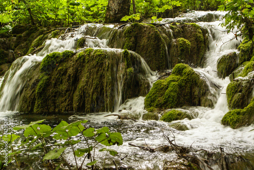 big waterfall view in the national Park of Plitvice in Croatia