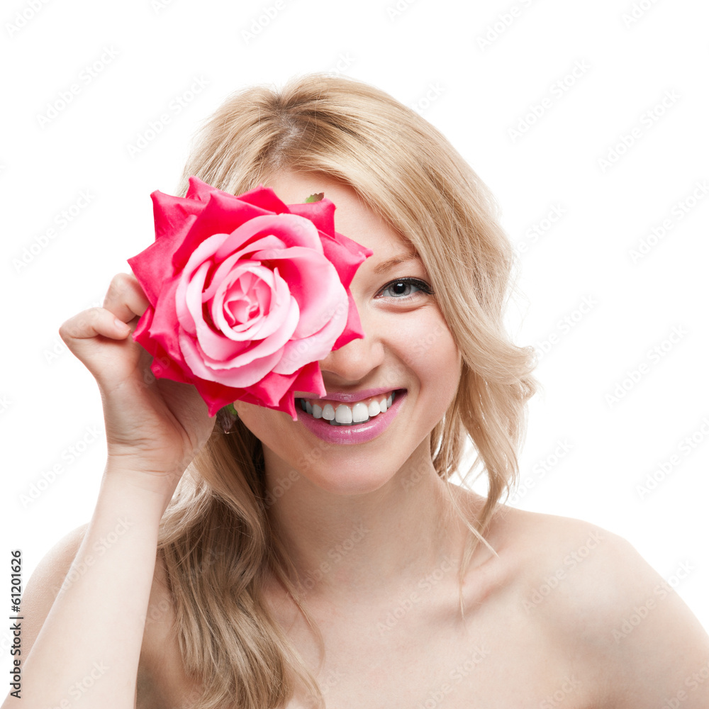 blond girl with flower blond girl with flower