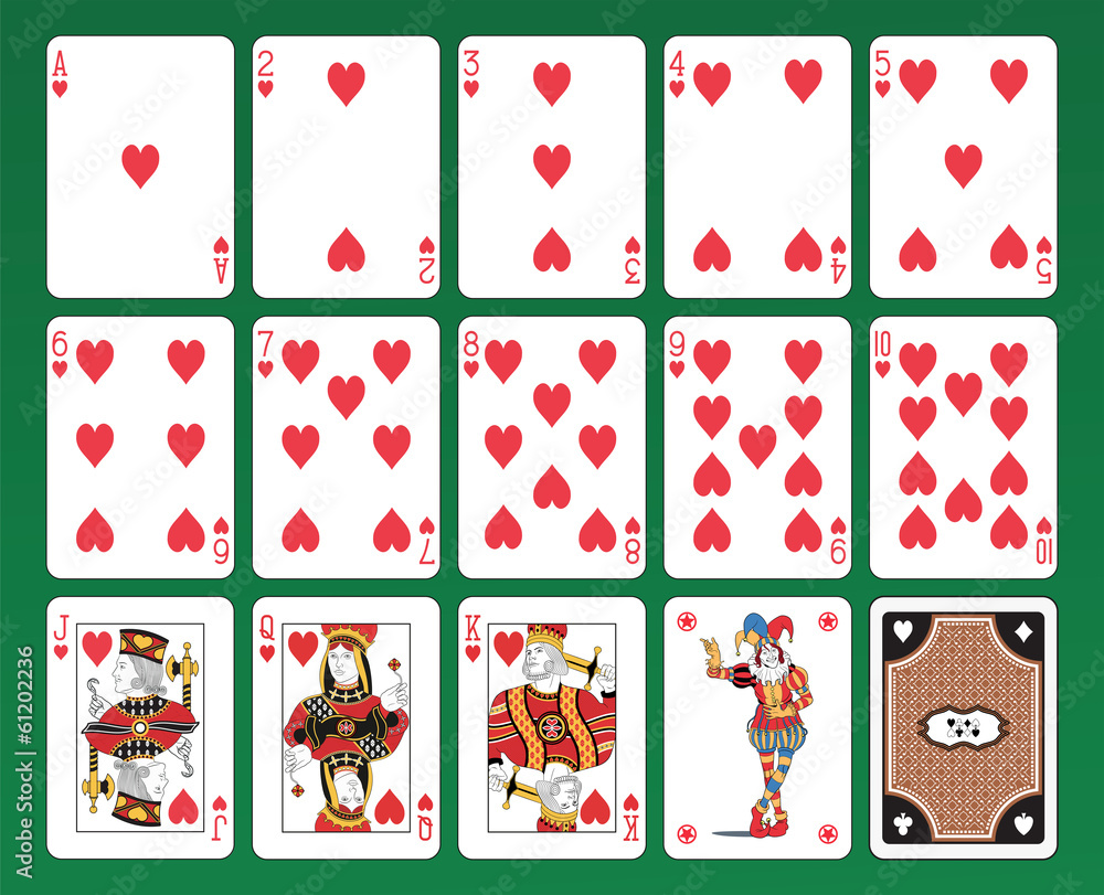 Set of playing cards on green background. Original figures Set of playing cards on green background. Original figures