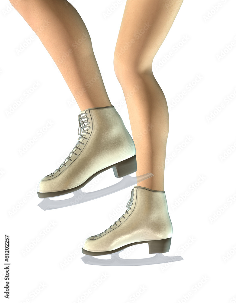 Legs in white ice skates
