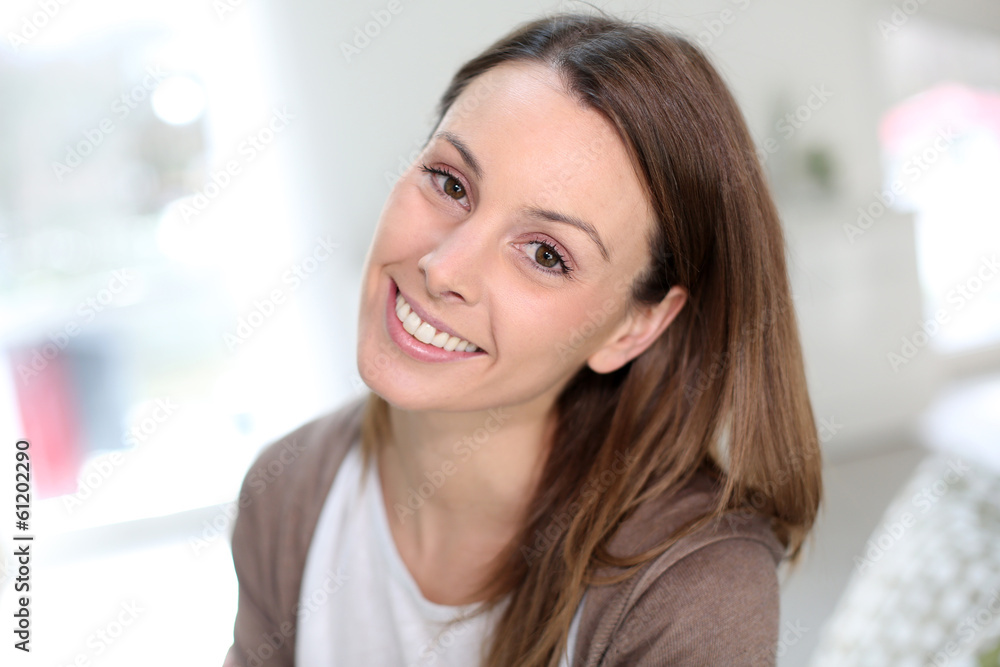 Portrait of brunette girl relaxing at home Portrait of brunette girl relaxing at home
