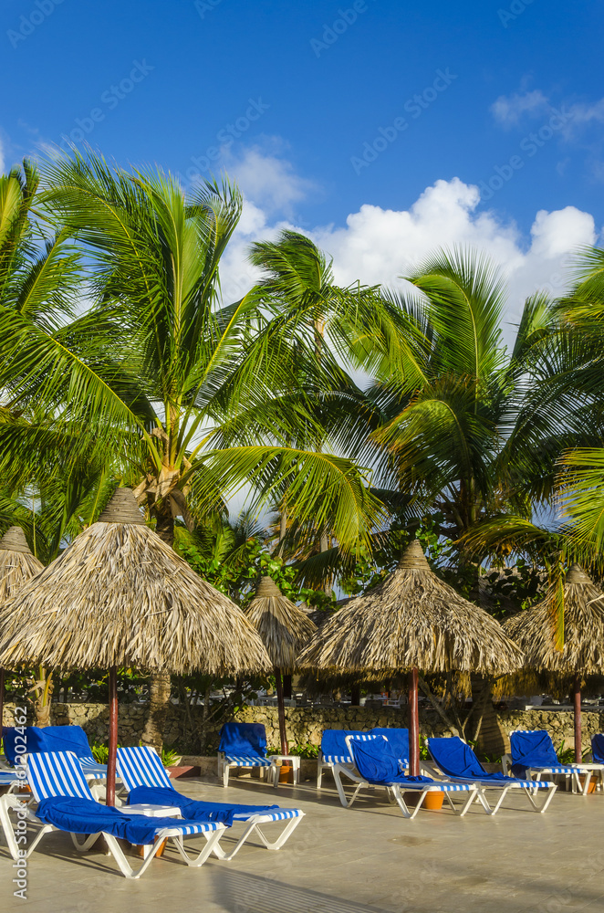 Exotic vacation by the hotel pool. Caribbean , Dominicana