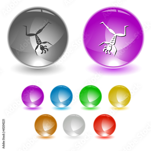 Dancing ethnic little man. Vector interface element.