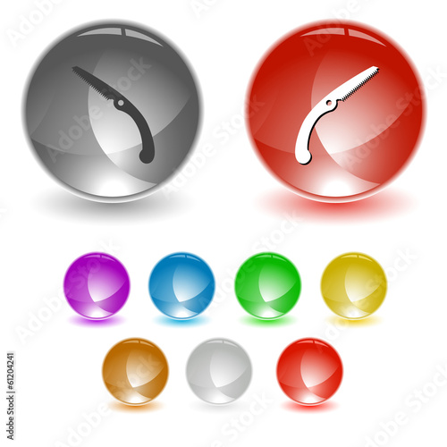Hand saw. Vector interface element.