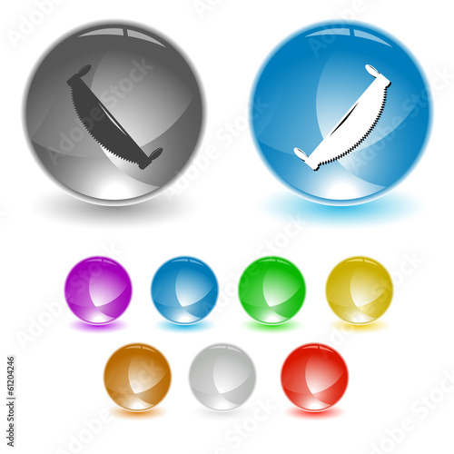 Two-handled saw. Vector interface element.