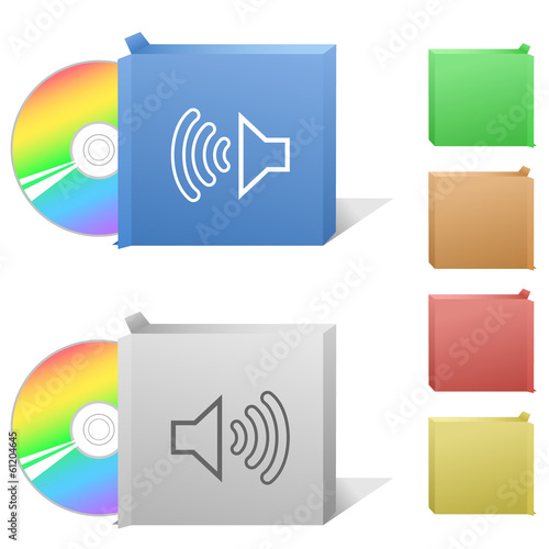 Loudspeaker. Box with compact disc.