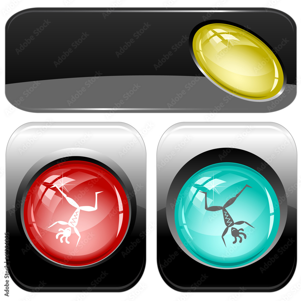 Dancing ethnic little man. Vector internet buttons.