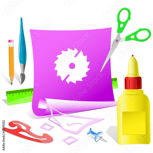 Circ saw. Paper template. Raster illustration.