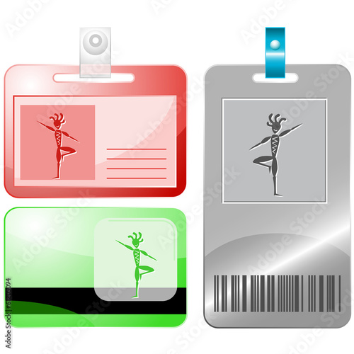 Ethnic little man as yogi. Vector id cards.