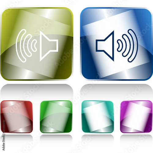 Loudspeaker. Internet buttons. Raster illustration.
