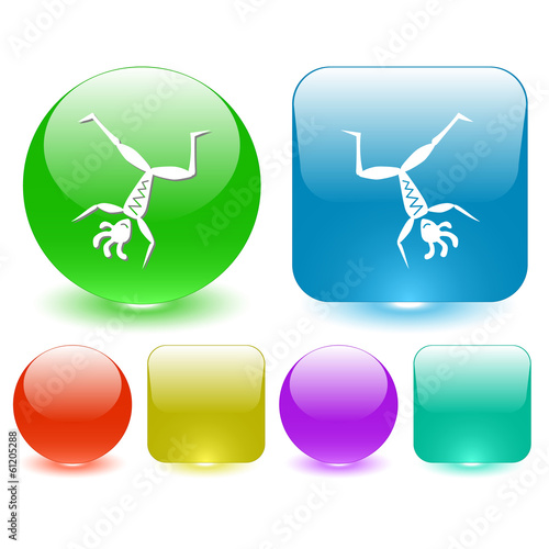 Dancing ethnic little man. Vector interface element.