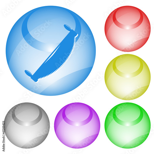 Two-handled saw. Vector interface element.