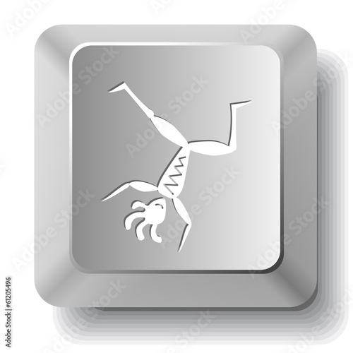 Dancing ethnic little man. Vector computer key.
