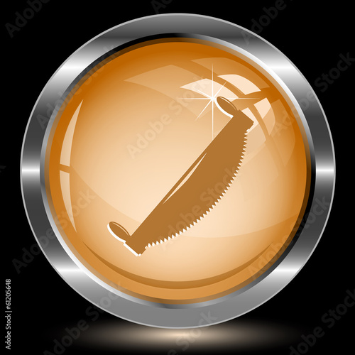 Two-handled saw. Internet button. Vector illustration.
