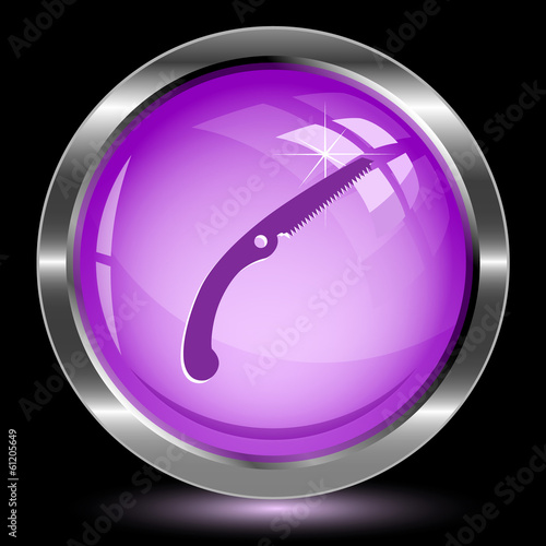 Hand saw. Internet button. Vector illustration.