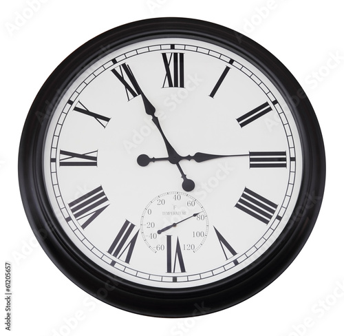 black wall vintage clock isolated