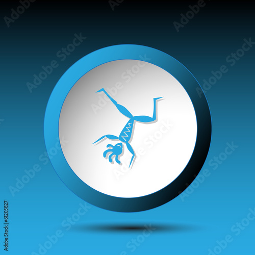 Dancing ethnic little man. Plastic button. Vector illustration.