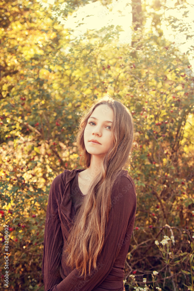 portrait of young girl with long hair portrait of young girl with long hair