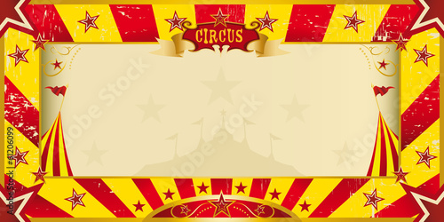 yellow and red grunge circus invitation