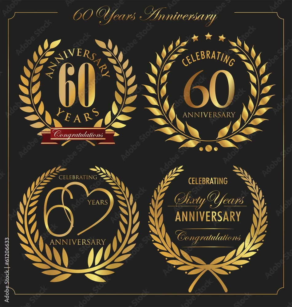 Anniversary golden laurel wreath, 60 years Anniversary golden laurel wreath, 60 years