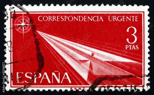 Postage stamp Spain 1956 Flight, Paper Airplane