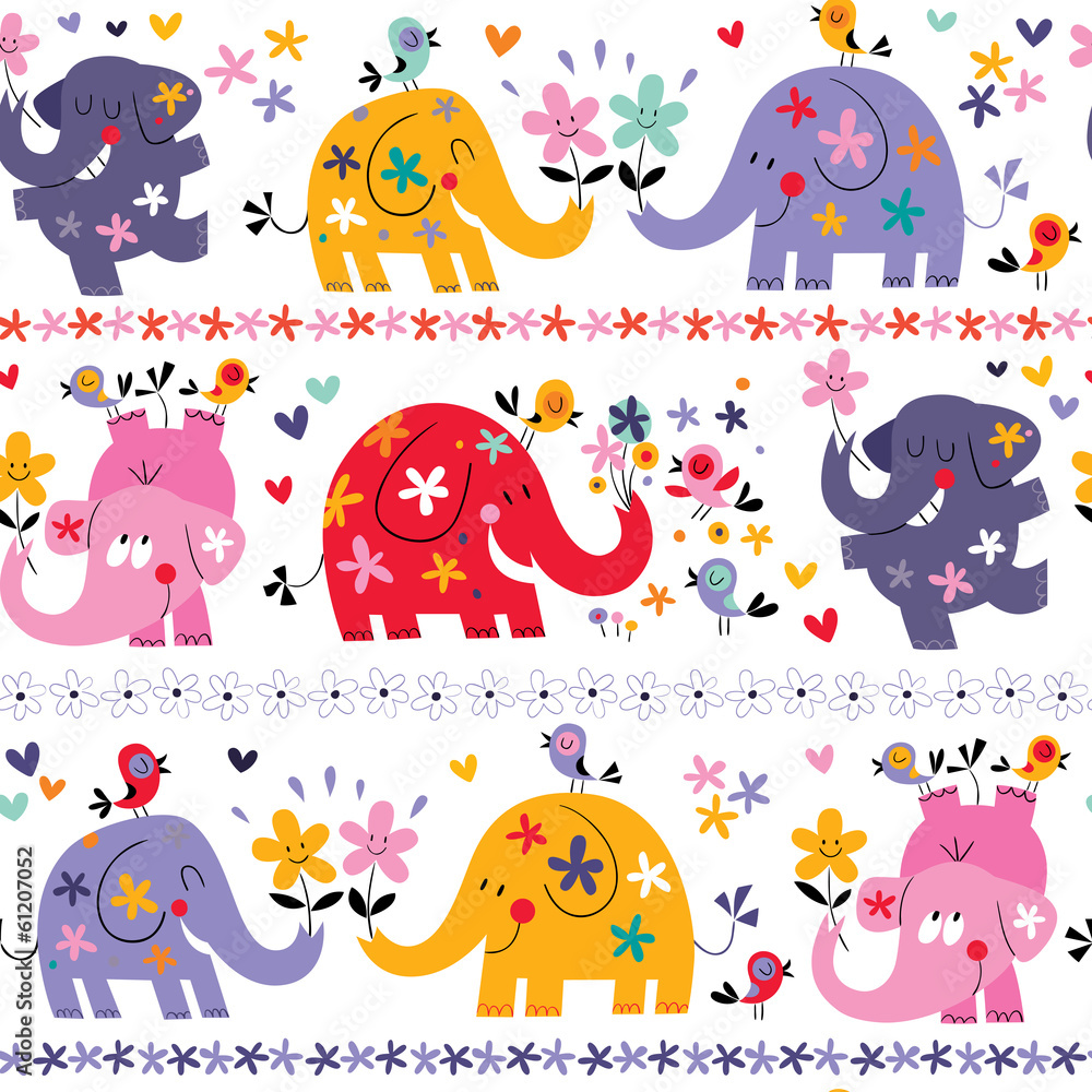Obraz premium cute elephants seamless pattern
