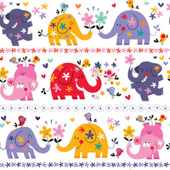 Crédence de cuisine Éléphant patrons Petits éléphants motif enfantin coloré  © aliasching