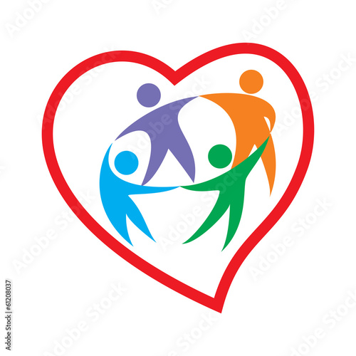 Family heart logo vector