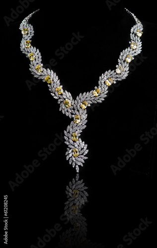 diamonds necklace shot against a black background