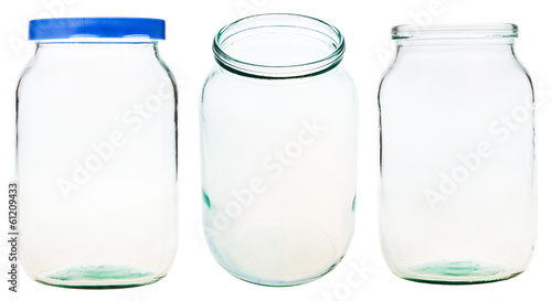 set of Gallon glass jar isolated on white