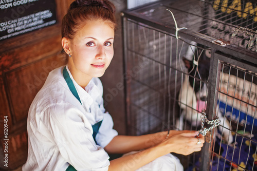 woman working in animal shelter