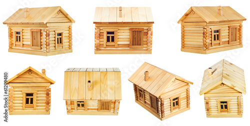 views of village wooden log house