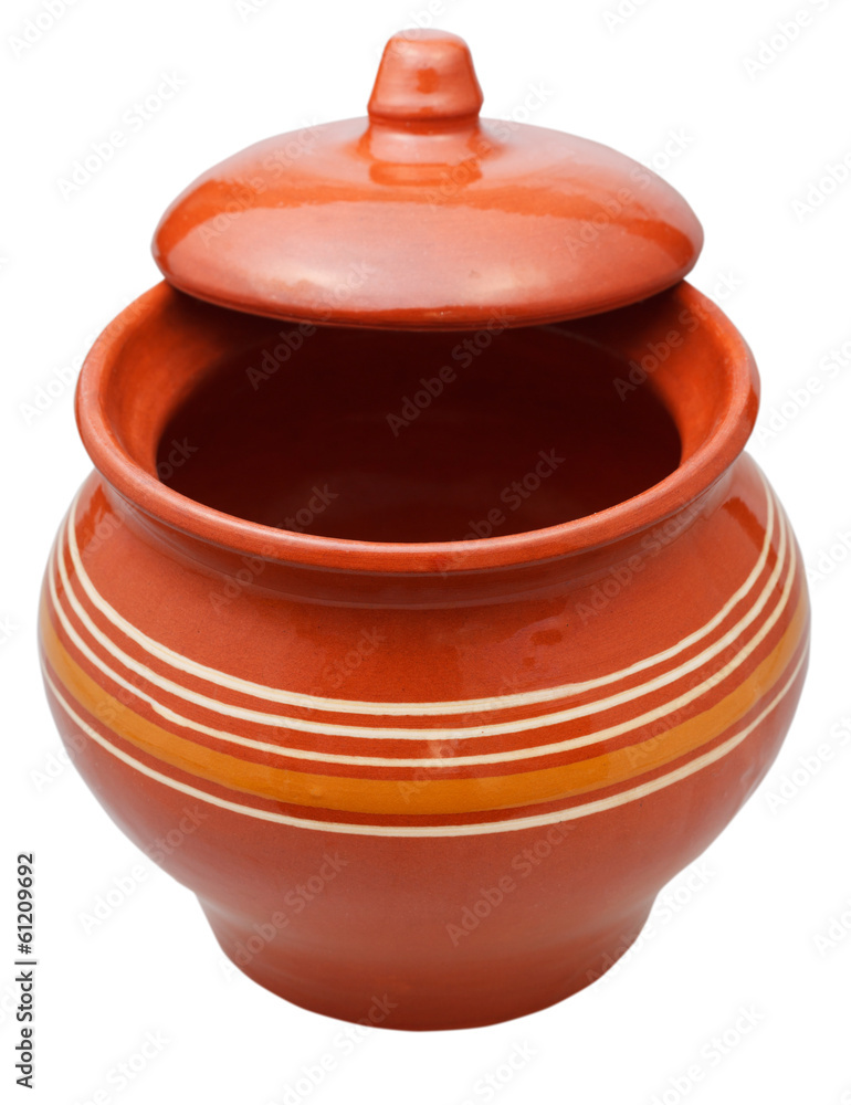 ceramic pot with half open lid