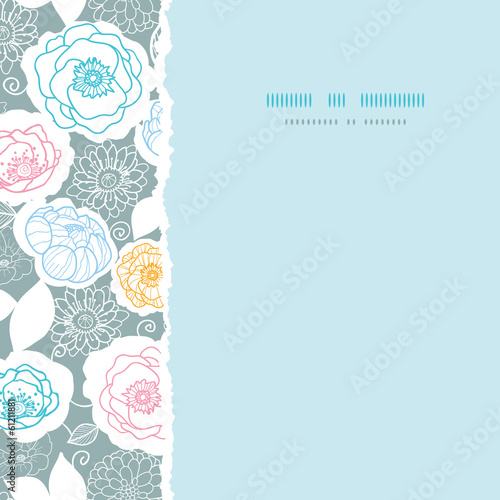 Vector silver and colors florals square torn seamless pattern